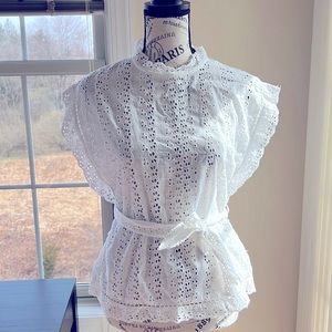 🆕🏷️ Primark Eyelet Ivory Blouse | Tie Detail & Short Sleeve Top ✨🤍